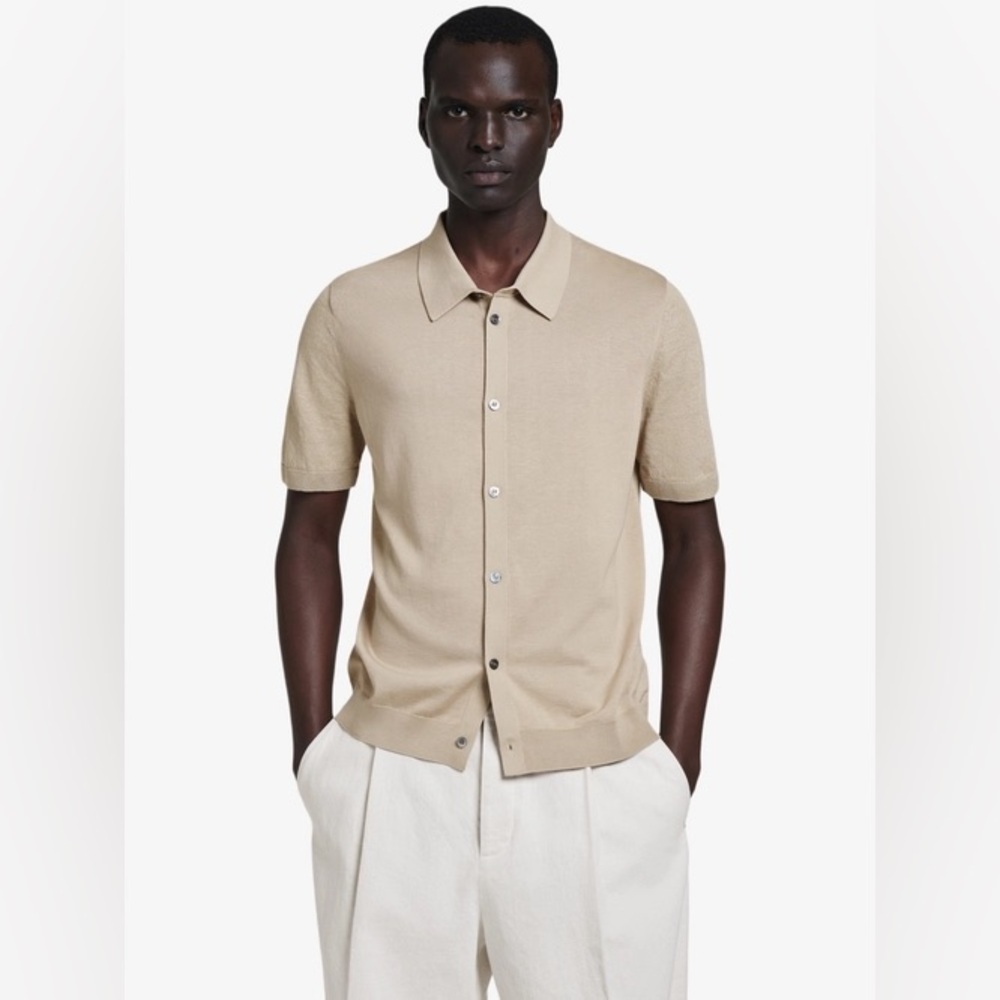 NWT COS Knitted Linen-Silk Shirt in Mole